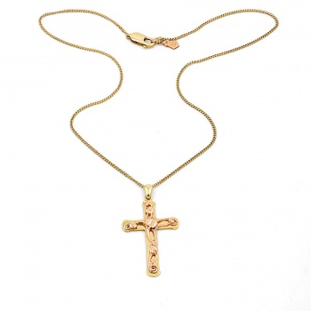 9ct gold 2-tone Clogau Cross Pendant with chain